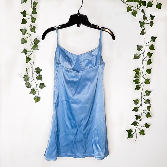 FASHIONOVA Satin Blue Mini Dress - Picture 2 of 6